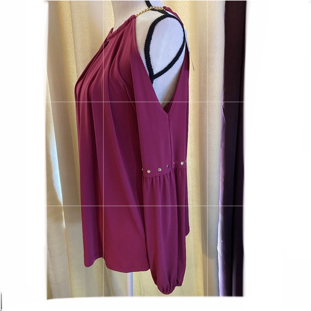 MICHAEL KORS Burgundy Cold Should Blouse 🌺🌺 - Picture 2 of 12
